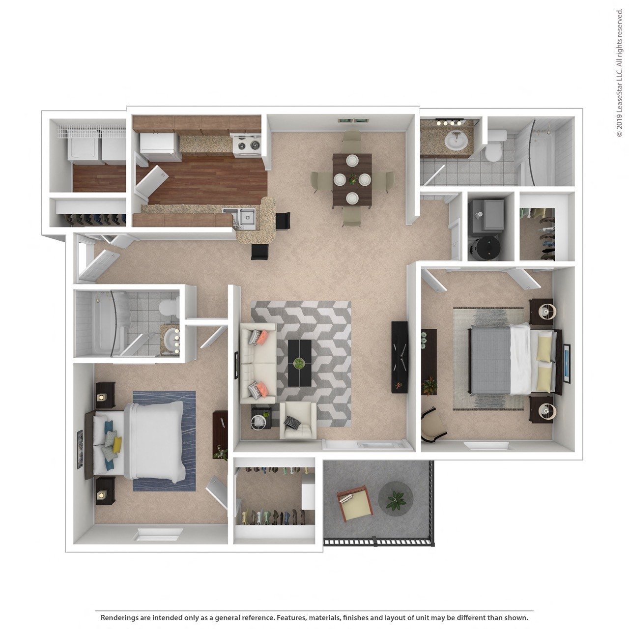 Preakness 2 Bedroom 2 Bath 1,000 Sq. Ft. at Hunt Club Apartments, Integrity Realty, Ohio